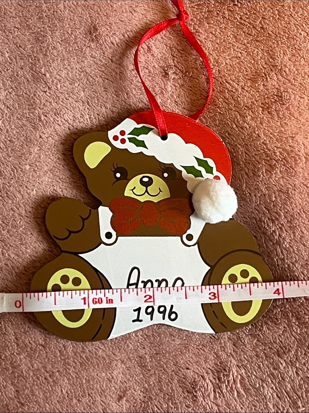 Vintage 1996 Personalized Teddy Ornament 